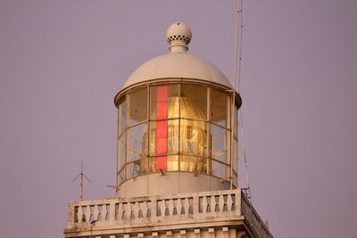 Low angle view of lighthouse against clear sky