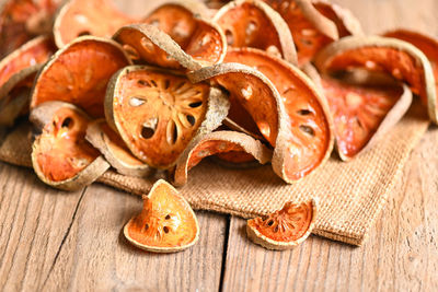 Close-up of cookies on table