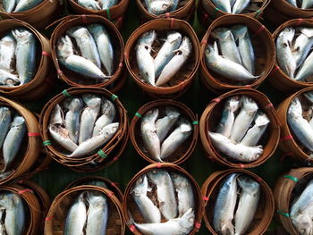 Full frame shot of fish for sale in market