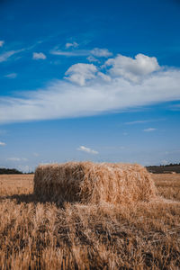 Scenic view of landscape against blue sky