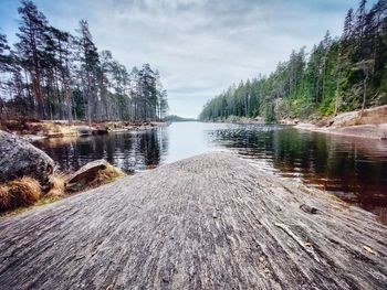 Scenic view of lake against sky