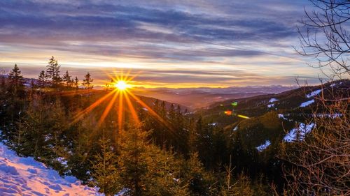 Scenic view of landscape against sky during sunset