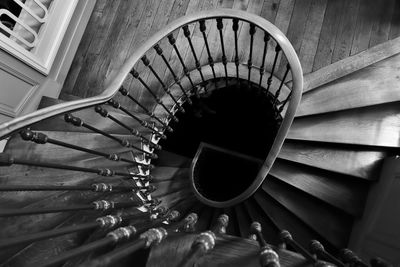 High angle view of spiral stairs