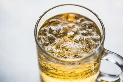 High angle view of drink in glass