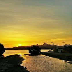 Scenic view of sea at sunset