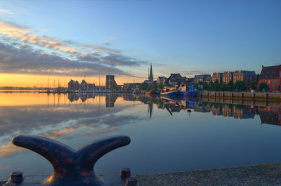 View of cityscape against sky during sunset