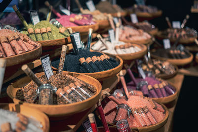 Various food for sale at market stall