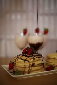 Dessert in plate on table