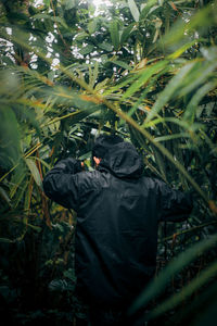 Rear view of man standing on field