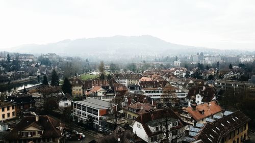 High angle view of townscape against sky