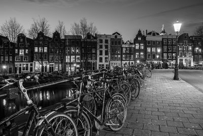 Bicycles parked in a row