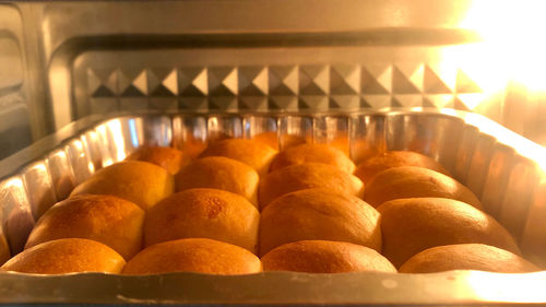 Close-up of cupcakes in row