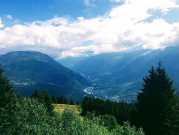 Scenic view of mountains against sky