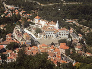 High angle view of residential buildings