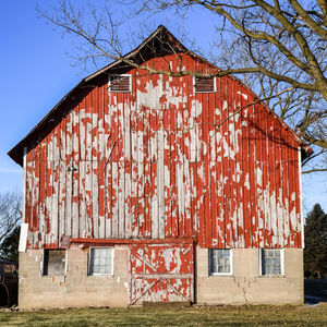 Exterior of abandoned building against sky