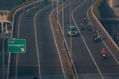 High angle view of traffic on road