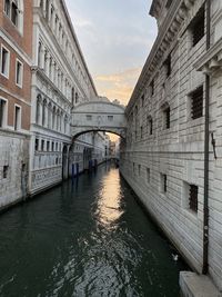 Canal amidst buildings against sky in city