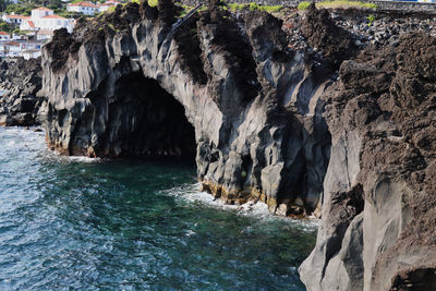 Panoramic view of rocks in sea