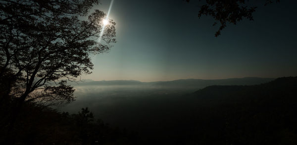 Scenic view of silhouette landscape against sky