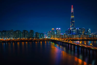 Illuminated city at night