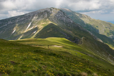 Scenic view of mountains against sky