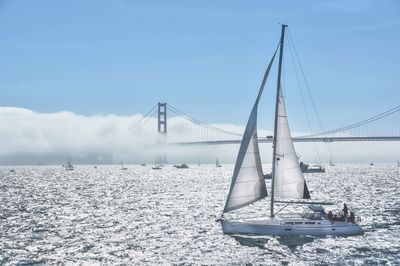 Boats sailing in sea