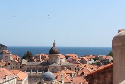 View of townscape against clear sky