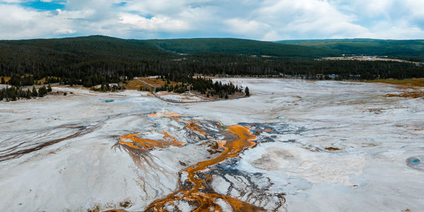 Upper geyser basin of yellowstone national park, wyoming