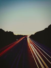 Blurred motion of road at night