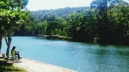 View of river with trees in background