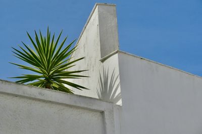 Low angle view of building against clear blue sky