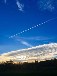 Low angle view of vapor trail in sky