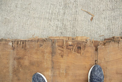 High angle view of clothes hanging against wall