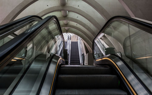 High angle view of escalator