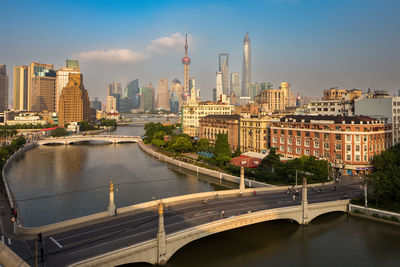 Bridge over river in city