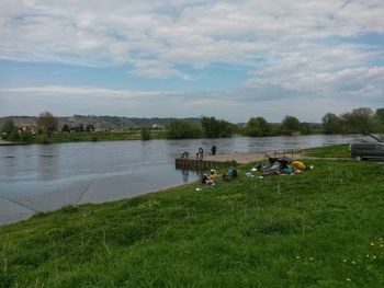 Scenic view of lake against sky