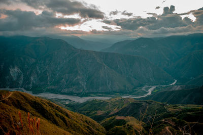 Scenic view of mountains against sky