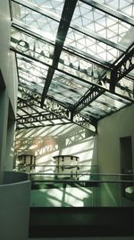 Low angle view of skylight in building