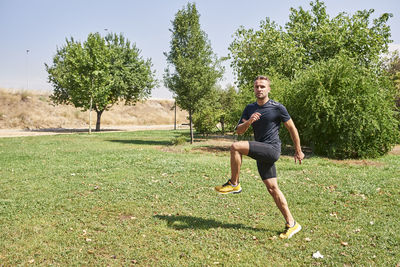 Sportsman doing sports in a park