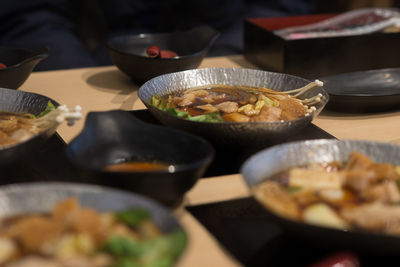 High angle view of food on table