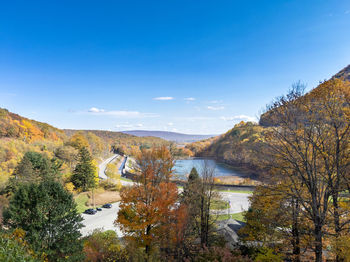 Scenic view of lake against sky during autumn