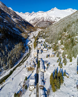 Scenic view of snowcapped mountains during winter