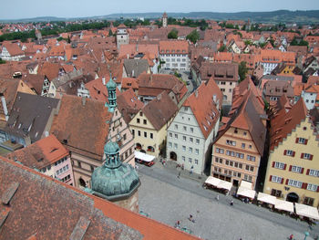 High angle view of buildings in city