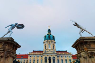 Low angle view of statue against clear sky