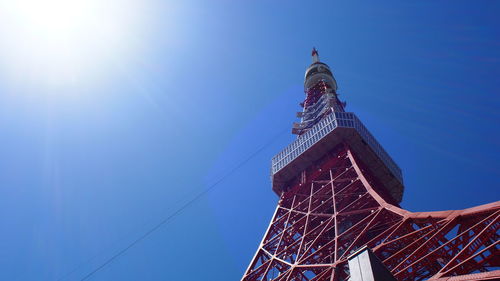 Low angle view of building against blue sky