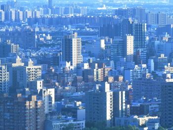 High angle view of buildings in city