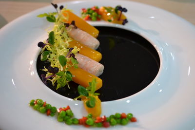 High angle view of meal served in plate