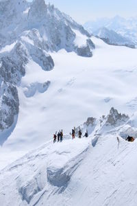 High angle view of people at mont blanc