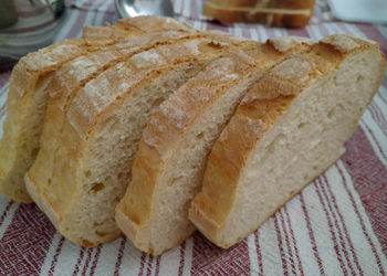 High angle view of bread on table