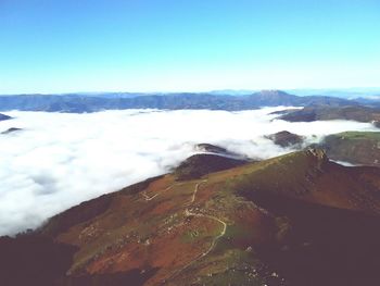 Close-up of snow covered landscape against clear sky